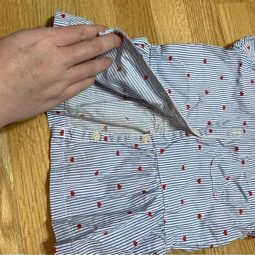 Size 5 Shirt Bundle Carter’s Heart Print Blue Striped Button Top Lace Peach